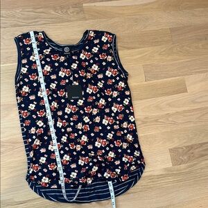 Bobeau Sleeveless Floral Tank Top. Stripes on the back.